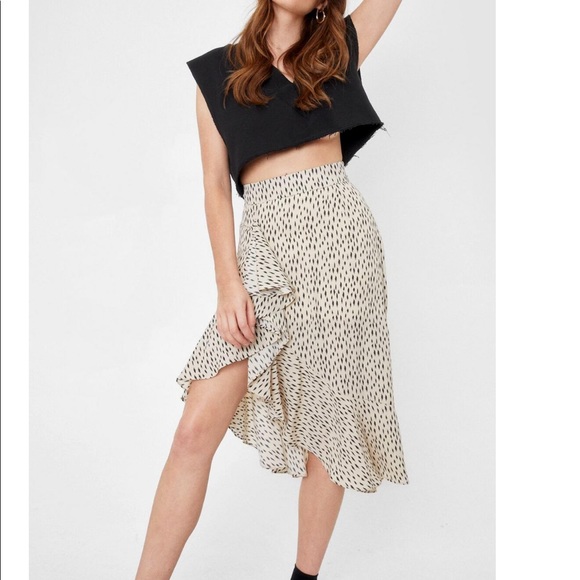 Abstract Asymmetric Ruffle Midi Skirt - Picture 2 of 5